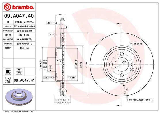 Brembo 09.A047.40 - Jarrulevy inparts.fi