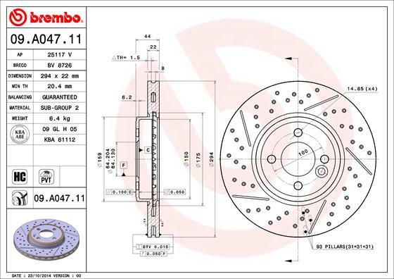 Brembo 09.A047.11 - Jarrulevy inparts.fi
