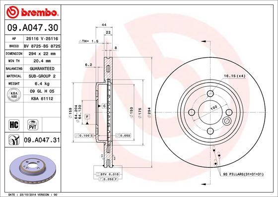 Brembo 09.A047.30 - Jarrulevy inparts.fi