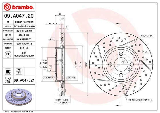 Brembo 09.A047.20 - Jarrulevy inparts.fi