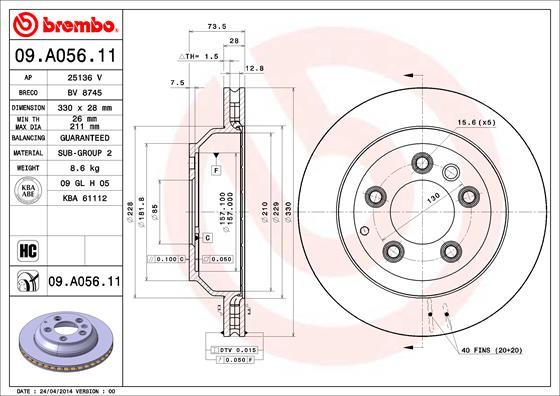 Brembo 09.A056.11 - Jarrulevy inparts.fi