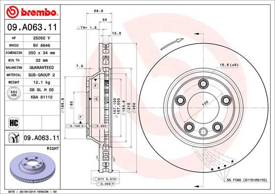 Brembo 09.A063.11 - Jarrulevy inparts.fi