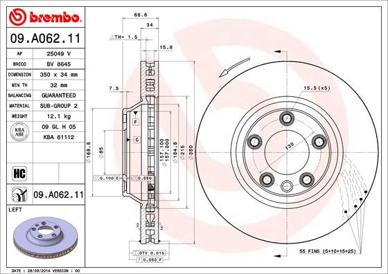 Brembo 09.A062.11 - Jarrulevy inparts.fi