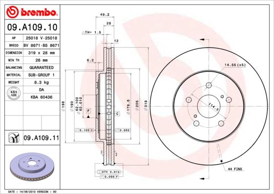 Brembo 09.A109.10 - Jarrulevy inparts.fi