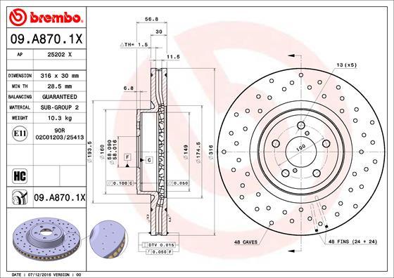 Brembo 09.A870.1X - Jarrulevy inparts.fi