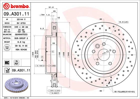 Brembo 09.A301.11 - Jarrulevy inparts.fi