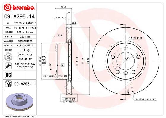 Brembo 09.A295.11 - Jarrulevy inparts.fi