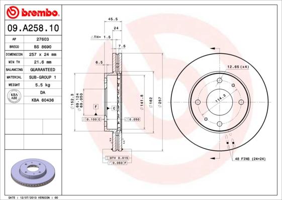 Brembo 09.A258.10 - Jarrulevy inparts.fi