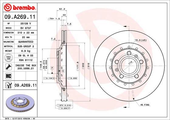 Brembo 09.A269.11 - Jarrulevy inparts.fi