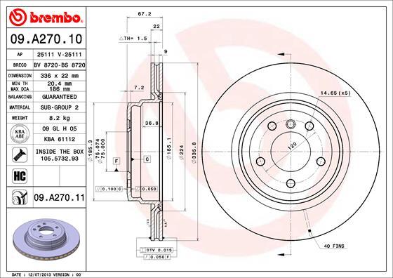 Brembo 09.A270.11 - Jarrulevy inparts.fi