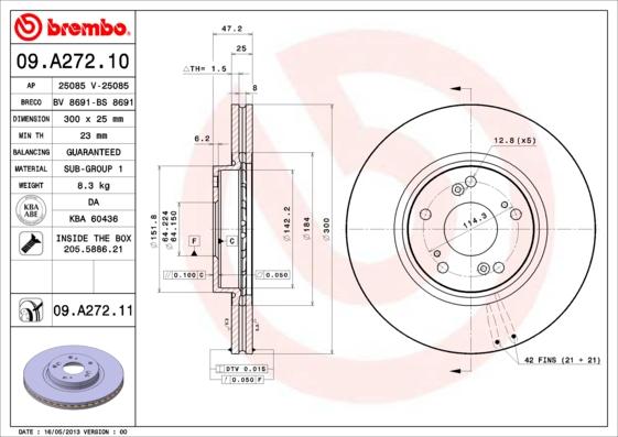 Brembo 09.A272.10 - Jarrulevy inparts.fi