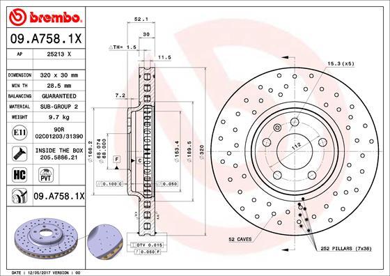 Brembo 09.A758.1X - Jarrulevy inparts.fi