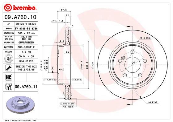 Brembo 09.A760.11 - Jarrulevy inparts.fi