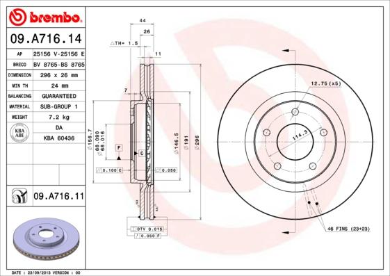 Brembo 09.A716.14 - Jarrulevy inparts.fi