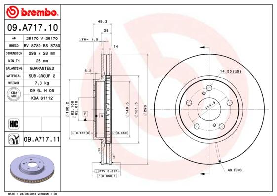 Brembo 09.A717.11 - Jarrulevy inparts.fi