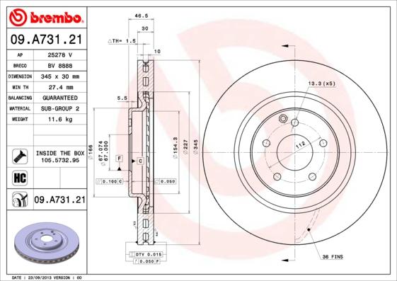 Brembo 09.A731.21 - Jarrulevy inparts.fi