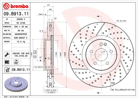 Brembo 09.B913.11 - Jarrulevy inparts.fi