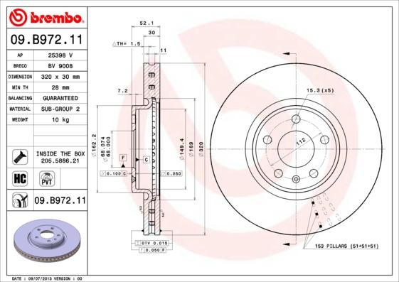 Brembo 09.B972.11 - Jarrulevy inparts.fi