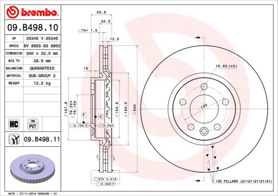 Brembo 09.B498.10 - Jarrulevy inparts.fi