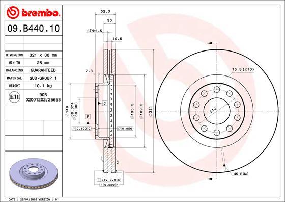 Brembo 09.B440.10 - Jarrulevy inparts.fi