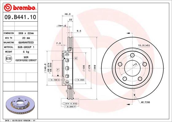 Brembo 09.B441.10 - Jarrulevy inparts.fi