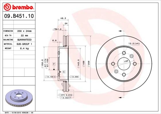 Brembo 09.B451.10 - Jarrulevy inparts.fi