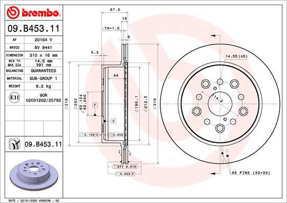 Brembo 09.B453.11 - Jarrulevy inparts.fi