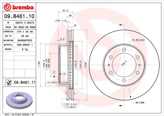 Brembo 09.B461.10 - Jarrulevy inparts.fi