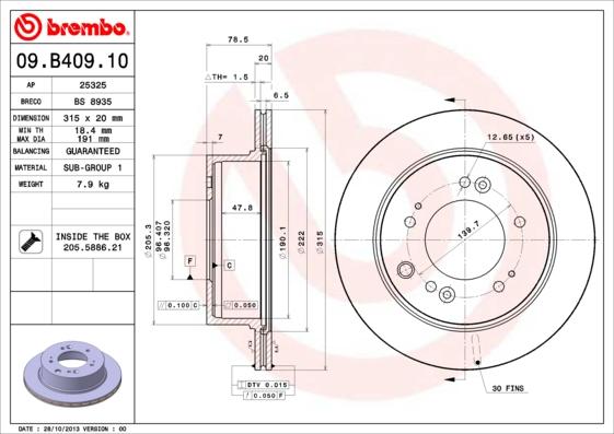 Brembo 09.B409.10 - Jarrulevy inparts.fi