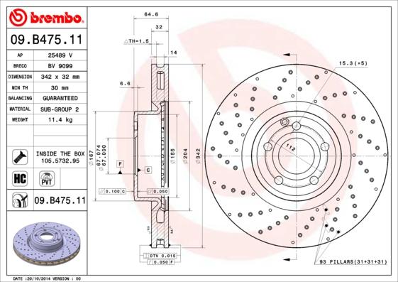 Brembo 09.B475.11 - Jarrulevy inparts.fi