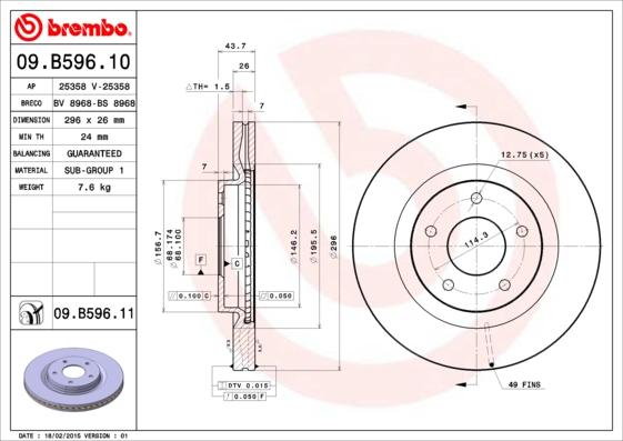 Brembo 09.B596.11 - Jarrulevy inparts.fi