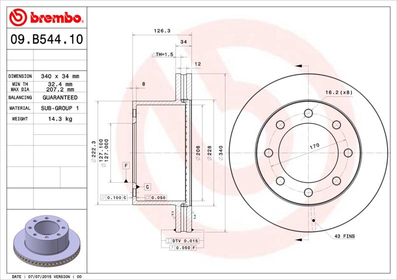 Brembo 09.B544.10 - Jarrulevy inparts.fi