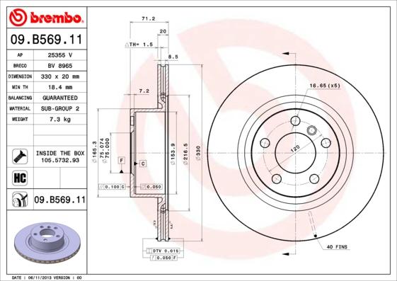 Brembo 09.B569.11 - Jarrulevy inparts.fi