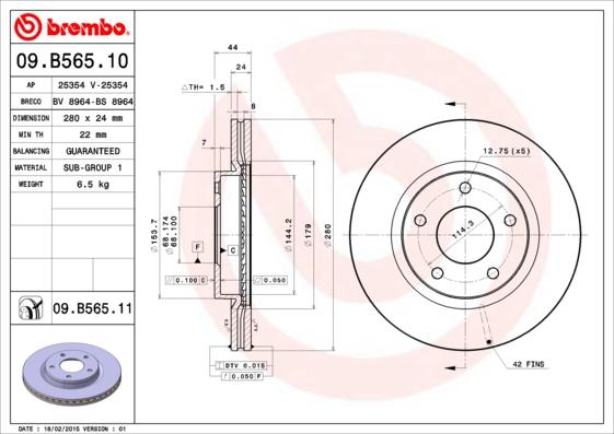 Brembo 09.B565.10 - Jarrulevy inparts.fi