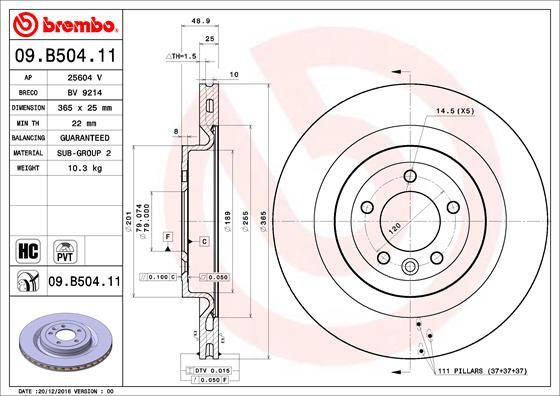 Brembo 09.B504.11 - Jarrulevy inparts.fi