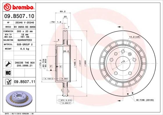 Brembo 09.B507.11 - Jarrulevy inparts.fi