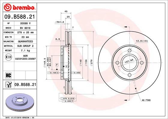 Brembo 09.B588.21 - Jarrulevy inparts.fi