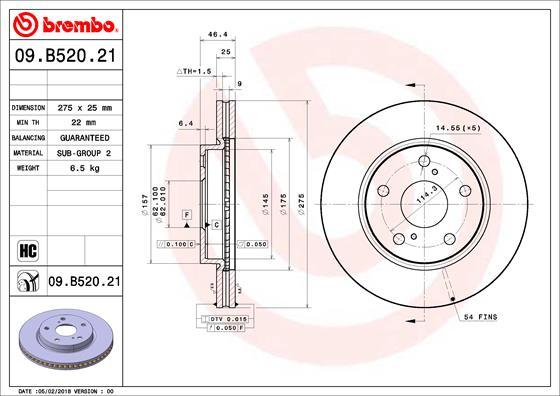 Brembo 09.B520.21 - Jarrulevy inparts.fi