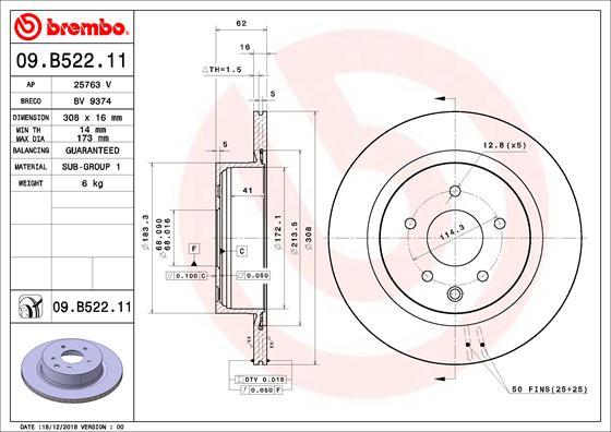 Brembo 09.B522.11 - Jarrulevy inparts.fi