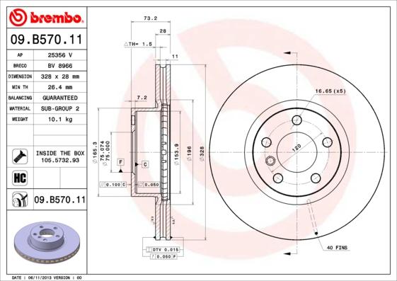 Brembo 09.B570.11 - Jarrulevy inparts.fi