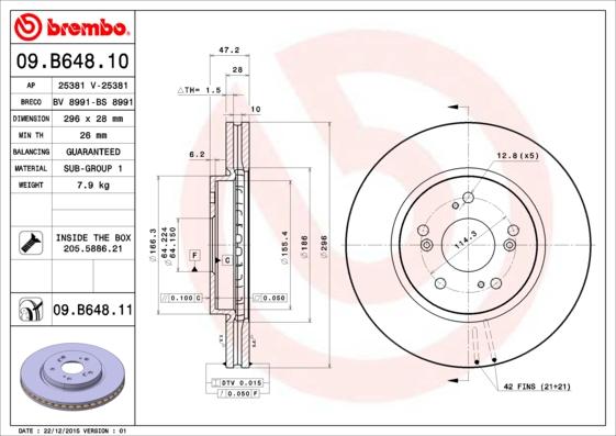 Brembo 09.B648.10 - Jarrulevy inparts.fi