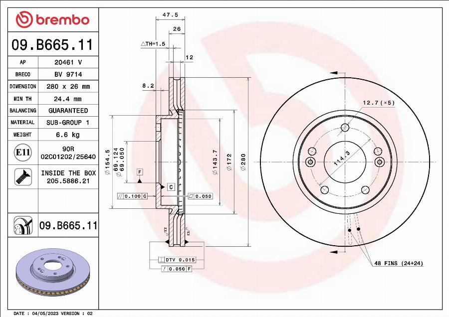 Brembo 09.B665.11 - Jarrulevy inparts.fi