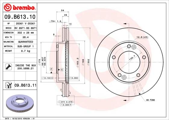 Brembo 09.B613.10 - Jarrulevy inparts.fi