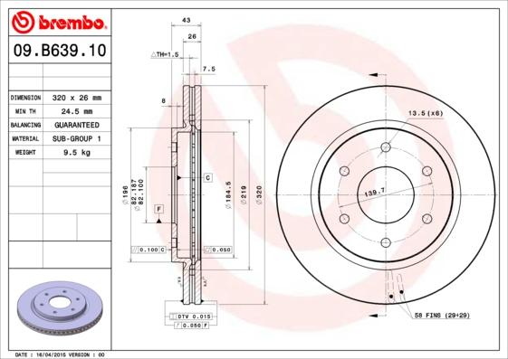 Brembo 09.B639.10 - Jarrulevy inparts.fi