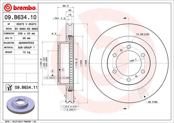 Brembo 09.B634.10 - Jarrulevy inparts.fi