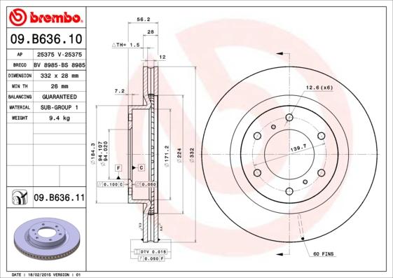 Brembo 09.B636.11 - Jarrulevy inparts.fi