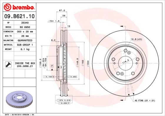 Brembo 09.B621.10 - Jarrulevy inparts.fi