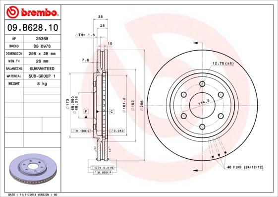 Brembo 09.B628.10 - Jarrulevy inparts.fi