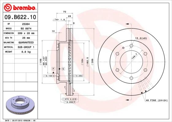 Brembo 09.B622.10 - Jarrulevy inparts.fi