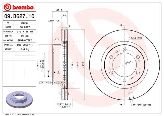 Brembo 09.B627.10 - Jarrulevy inparts.fi